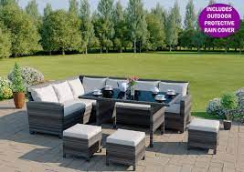 Abreo 9 Seater Rattan Corner Garden Sofa Dining Set Furniture Includes Protective Cover B Rattan Garden Furniture Luxury Garden Furniture Garden Furniture Sets