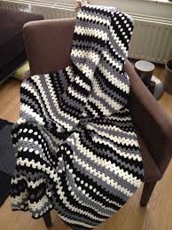 Black And White Striped Crochet Blanket Granny Stripe Blanket Black Grey White Crochet Blanket Grey Striped Crochet Blanket Granny Stripe Blanket