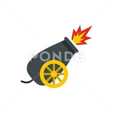 Cannon In The Circus Icon Flat Style Stock Illustration Ad Icon Circus Cannon Flat Cannon Clip Art Stock Illustration