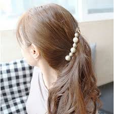 ヘアアクセ パールバナナクリップ ゴールド 金 ヘアアクセサリー 髪飾り ヘアアレンジ かわいい 17ss春夏新作