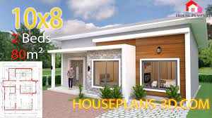 Side shot of the planted slope, stairs and covered gathering space. House Design 8x11 With 3 Bedrooms Full Plans House Plans 3d Small House Design Plans House Plans House Roof