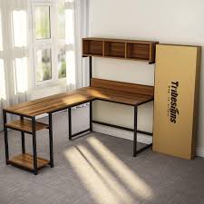 Corner pc computer desk writing study table office home workstation wooden metal. Tribesigns L Shaped Desk With Hutch 68 Corner Computer Desk For Home Office Vt Ebay