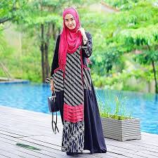 Toko busana batik online terlengkap. 30 Model Gamis Batik Kombinasi Polos Brokat Modern Blazer