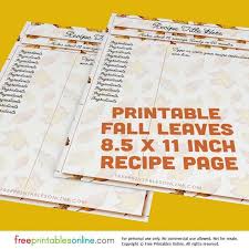 Fall Leaves 8 X 11 5 Inch Recipe Page Template Free Printables Online Recipe Cards Printable Free Recipe Cards Template Recipe Book Templates