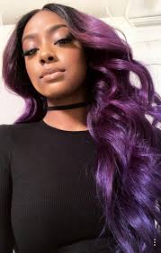 Long Wavy Purple Hair Justine Skye Unicorn Purple Hair Black Girl Hair Color For Black Hair Dark Purple Hair Ombre