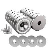 Magnetpro Countersunk Pot Magnet With Screws and 4 Steel Cushions 10 Kg  Force 20 X 7 Mm Magnet With Hole and Capsule