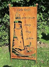 Edelrostschild Leuchtturm Stele Gartendeko Metall Rost Edelrost Ebay
