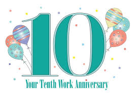 Staff Birthday Wishes For Employees Format Employee 10th Year Work Anniversary Balloons And Teal 10 Card Ad Sponsored Year Work Employee Work Anniversary Work Anniversary Cards Anniversary