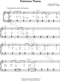 Jason Paige Pokemon Theme Sheet Music In D Minor Transposable Download Print Sheet Music Pokemon Theme D Minor