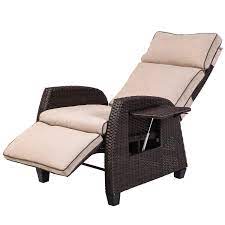 Lch Adjustable Recliner Relaxing Sofa Chair Outdoor Wicker Furniture Aluminum Frame Lounge With Beige Soft Thicken Lavorist Outdoor Recliner Lounge Chair Outdoor Outdoor Wicker Furniture
