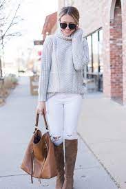 White Hot Winter Leah Behr Turtleneck Outfit Winter White Jeans Outfit Winter White Pants Winter