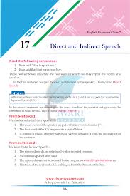 Maybe you would like to learn more about one of these? Class 7 English Grammar Chapter 17 Direct And Indirect Speech