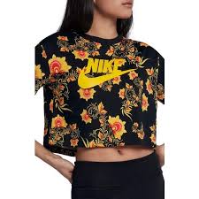 Disney mickey mouse performance polo shirt for men by nike floral pattern. Women S Nike Sportswear Russian Floral Print Crop Tee 40 Liked On Polyvore Featuring Tops T Shirts Black F Fashion Pants Black Women Fashion Nike Women