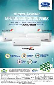Oscillating fan and ice air conditioner. Carrier Air Conditioners The Perfect Combination Of Efficiency And Cooling Power Ad Advert Gallery