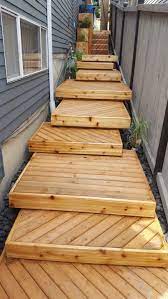 Staircase Pin By Ryan Frondozo On Floating Deck Stairs In Deck Steps Wood Deck Steps Outdoor Stairs