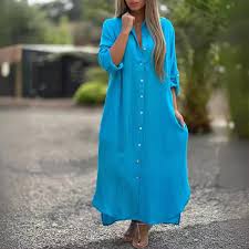 Linen Shirt - 2025 New Arrival Women's Midi Dress