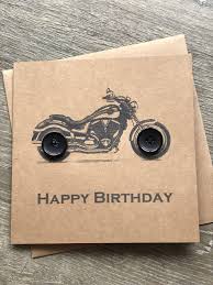 Happy Birthday Images For Him With Motorcycles Motorbike Lovers Button Art Happy Birthday Greetings Card Etsy Button Art Greeting Cards Handmade Birthday Happy Birthday Greeting Card