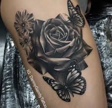 Tattoo Wrist Butterfly Black 44 Ideas For 2019 Black And Grey Rose Tattoo Rose And Butterfly Tattoo Rose Tattoo Leg