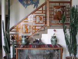 Flight of brick steps with wooden railings. Southwestern Stair Railing In Translucent Copper Contemporary Staircase Phoenix By Naturerails Llc Houzz Uk