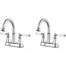 Chrome bathroom faucet waterfall single handle single hole bathroom sink faucet, washbasin faucet with deck. Pfister Courant 4 In Centerset 2 Handle Bathroom Faucet In Polished Chrome With White Handles 2 Pack Combo Lf048copccmb The Home Depot
