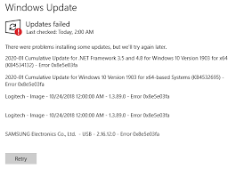 At about 60% of the update, it fails, and windows rolls back to its previous version. Recieving Five 0x8e5e03fa Windows Update Errors