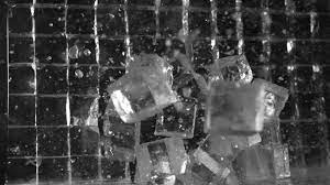 Ice Cubes Break With Explosion In Black Background In Slow Motion Stock Footage Explosion Black Break Ice Black Backgrounds Explosion Painting