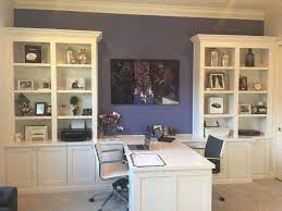 Custom Office With His And Hers Desks And Bookshelves Home Office Design Home Office Layout Home Office Layouts
