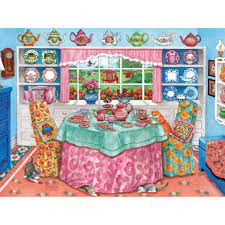 A whimsical puzzly thing, with bits that go boom! Tea Room 500 Piece Jigsaw Puzzle Bits And Pieces
