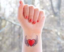 Heart Wing Tattoo Valentines Day Valentine Gift For Her Heart With Wings Tattoo Heart Tattoo Red Heart Tattoos