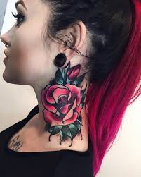 Vibrant Neck Rose Rose Neck Tattoo Neck Tattoos Women Pink Rose Tattoos