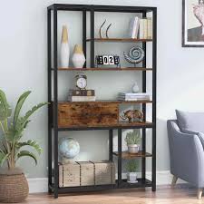 The beautiful wren maple finish enhances the elegance of any room. Tribesigns Retro Bookcase Rustic 8 Tier Bookshelf With Drawers Bookcases Aliexpress