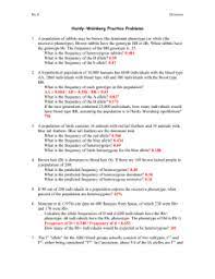 P2 + 2pq + q2 = 1 p + q = 1 p = frequency of the dominant allele in the population q = frequency of the recessive. The Hardy Weinberg Equation Worksheet Answers Promotiontablecovers