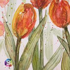 رسمة سريعة خطافية مثل كل رسماتي لزهور الزنابق أو التوليب الفاتنة هذا النوع يسمى زنابق الببغاء لانه متدرج الألوان و painting art instagram
