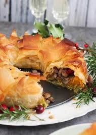 Chestnut Mushroom Squash Christmas Filo Wreath Pie Recipe Dinner Pies Vegan Christmas Dinner Vegetarian Christmas Dinner
