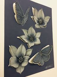 Easy butterfly drawing with pastel pencil in color for beginners , we will be using the stabilo carbothello. 3d Paper Art Cut Out Pencil Drawing Art Butterflies And Flowers Album On Imgur