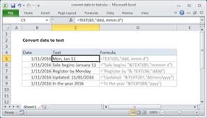 Excel Formula Convert Date To Text Exceljet