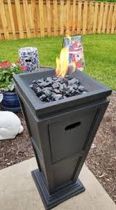 Uniflame 40 wide black outdoor tubular log hoop. Uniflame Lp Gas Fire Pit Tabletop Column Walmart Com Walmart Com