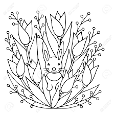 Supercoloring.com is a super fun for all ages: Coloring Page With Cute Funny Rabbit And Wild Flowers Square Version Vector Illustration With Animals And Nature For Children S Books Royalty Free Cliparts Vectors And Stock Illustration Image 149969872