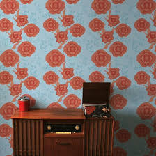 Orange floral pattern retro furniture. Contemporary Floral Wallpaper Interiors Trend Colourful Beautiful Things