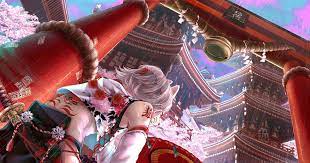 オリジナル 濡れ狐と桜の宮 寝子丸のイラスト pixiv イラスト 狐 桜の