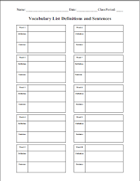 Vocabulary Terms Blank Definitions Worksheet Student Handouts Vocabulary Word Worksheet Vocabulary Words Vocabulary Worksheets