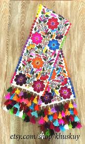 Boho Table Runner Bed Runner Embroidered Wool Runner Flower Runner Table Loom Boho Chic Bohem Quilting Designs Patterns Hand Embroidery Rose Embroidery Pattern