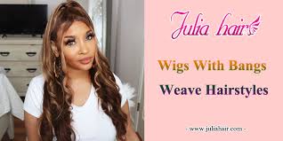 Incorporate bangs with straight full head weave and flat iron to get this irresistibly sleek look that states how playful a person you are. Wigs With Bangs Weave Hairstyles Blog Julia Hair