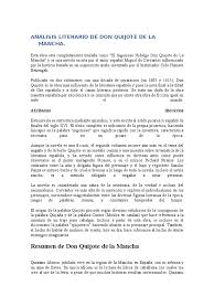 Don quijote al ver que quien le insultaba era un clérigo, únicamente le contradijo dando un discurso en defensa de la caballeríaandante tan bueno que consiguió que. Analisis Literario De Don Quijote De La Mancha Don Quijote Miguel De Cervantes