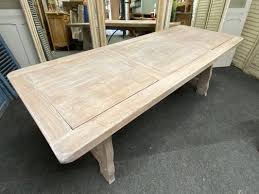 Large Spanish White Lime Waxed Solid Oak Farmhouse Dining Table For Sale At Pamono