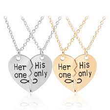 These adorable couples' necklaces are the perfect gift for you and your boyfriend. 1pair Set Her One His Only Couple Necklaces Jewelry Heart Gift For Lovers Boyfriend Girlfriend Necklace Gifts For Lovers Gift For Hercouple Necklace Aliexpress