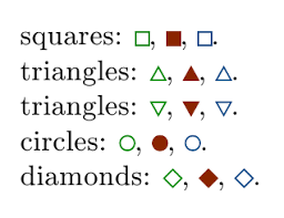 Creating Shapes Like Circle Rotated Squares And Triangle Without Tikz Tex Latex Stack Exchange