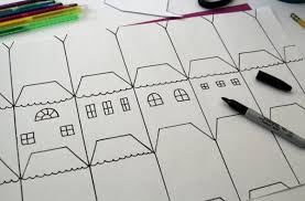 Keep the top portion flat while bending the two sides. Exploring Tessellations With Houses To Draw And Color Make And Takes