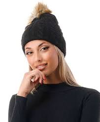 Women's Cable Knit Faux Fur Pom Beanie