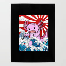 Japanese Kaiju Axolotl Anime Manga kawaii otaku Poster by CreativeTeamMC |  Society6